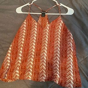 WET SEAL Orange Patterned V neck top